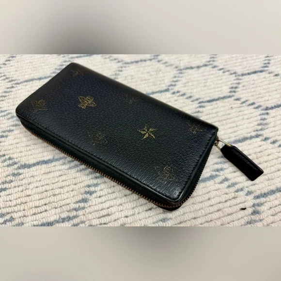 GUCCI Unisex Black & Gold Animalier Bee & Star Round Zip Long Wallet/Clutch - Picture 4 of 16